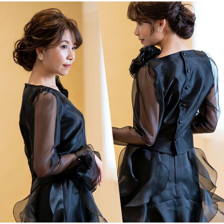 演奏会用ブラウス 黒 白 コーラス 演奏会 衣装 第九 オーガンジー 10分