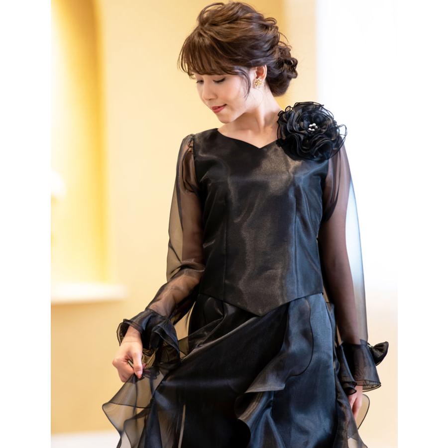 演奏会用ブラウス 黒 白 コーラス 演奏会 衣装 第九 オーガンジー 10分