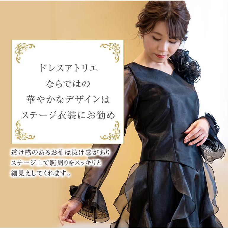 演奏会用ブラウス 黒 白 コーラス 演奏会 衣装 第九 オーガンジー 10分