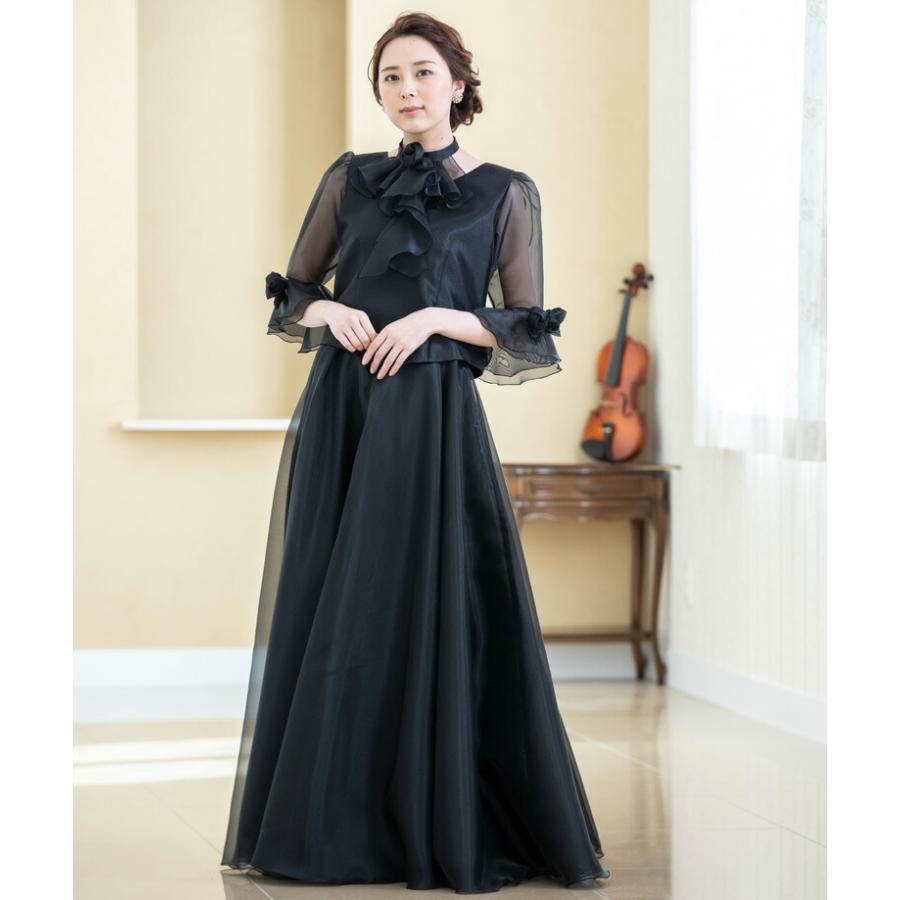 合唱ブラウス 演奏会ブラウス 演奏会 白 黒 フリル チョーカー