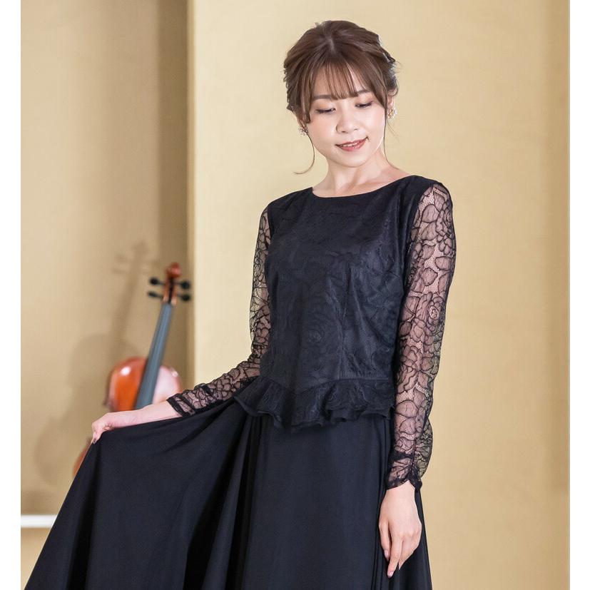 演奏会ブラウス 合唱ブラウス 演奏会 コーラス 衣装 黒 白 バラ柄 ストレッチ ブラウス［切換無しタイプ］オーケストラ 合唱 フォーマル ステージ衣装(bl706) |  | 18