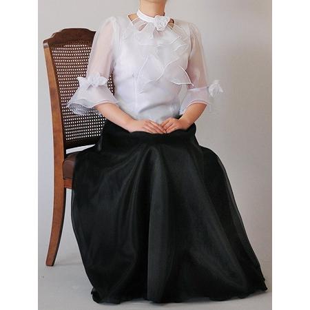 演奏会用チョーカー 白 銀 黒 オーガンジーフリル チョーカー