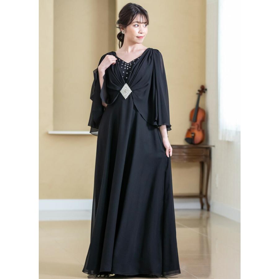 マザードレス 結婚式 母親 ドレス 袖あり 体型カバー ロングドレス