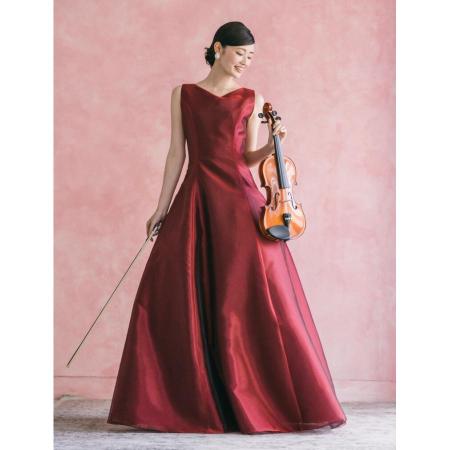 ロングドレス 演奏会 演奏会用ドレス オーガンジー カラードレス