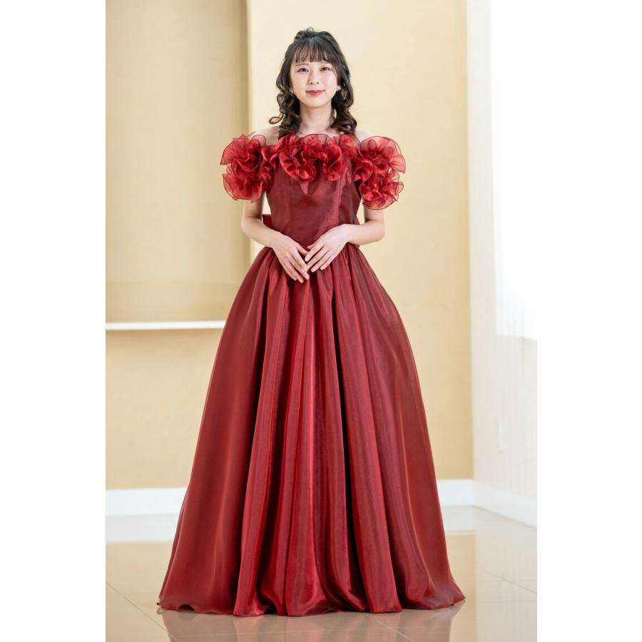 演奏会用ドレス 演奏会 ロングドレス 袖付き 2WAY袖の フリル ドレス