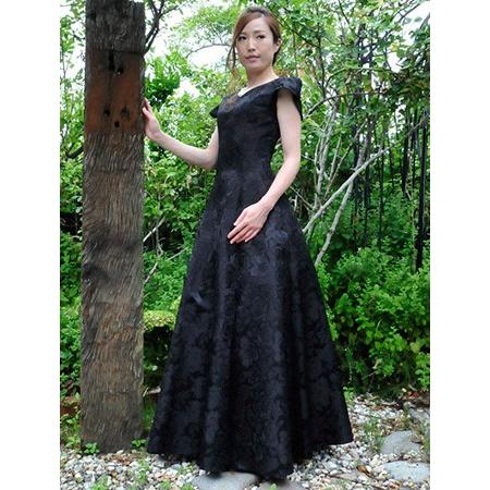 演奏会用ロングドレス 桃 紫 青 黒 薔薇柄ジャガードの 2way ドレス フォーマル 袖あり 袖付き パーティー 結婚式 40代 50代 60代 母親 大きいサイズ Op3600 演奏会衣装製作 ノンプレステージ 通販 Yahoo ショッピング
