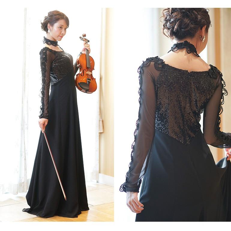 ロングドレス 演奏会 黒 長袖 演奏会用ドレス 袖あり スパンコール ドレス ロング 袖付き ピアノ 大きいサイズ 日本製 声楽 Op3633 Op3633 演奏会衣装製作 ノンプレステージ 通販 Yahoo ショッピング