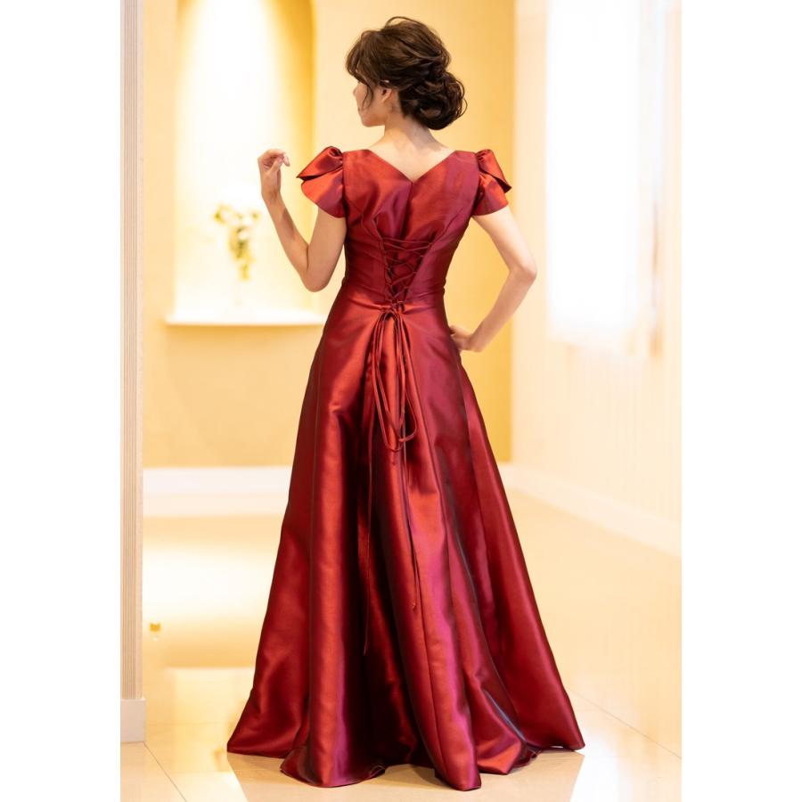 演奏会用ドレス ロングドレス サテンシャンタン 2way ドレス レッド  