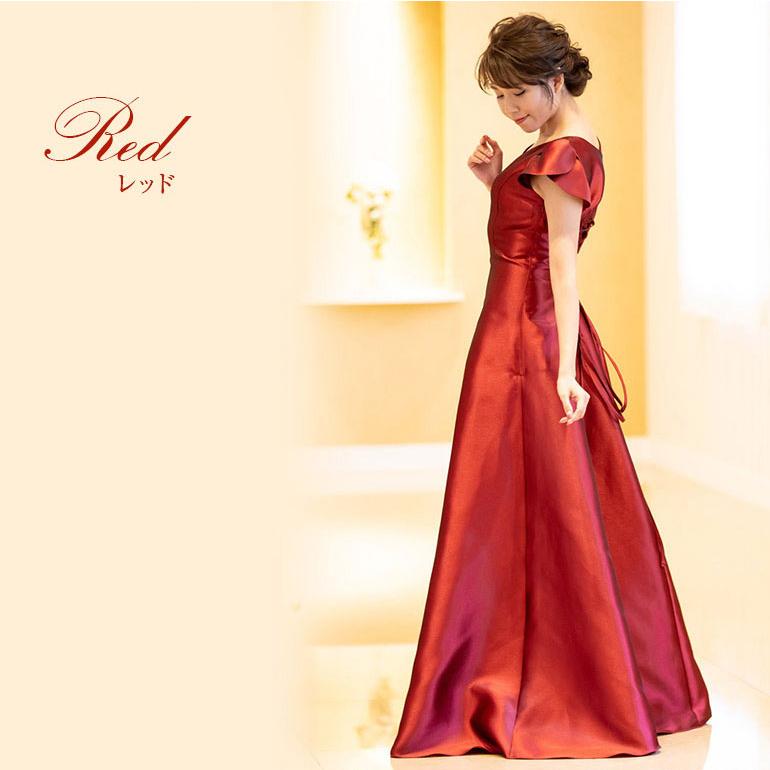 演奏会用ドレス ロングドレス サテンシャンタン 2way ドレス レッド