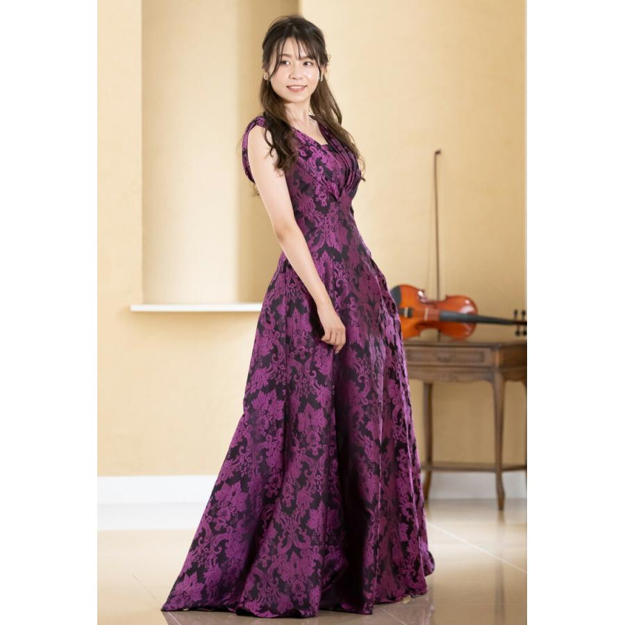 BCBGmaxazria ドット柄ロングドレス♫ 演奏会ドレス ロングドレス カラードレス ダマスク柄 サテンジャガード