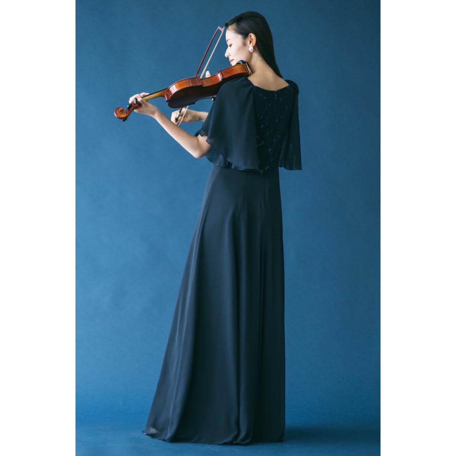 【50%off】ノンプレステージ　ロングドレス ディープネイビー ロングドレス 演奏会 正礼装 母親 結婚式 演奏会用ドレス 大人 ピアノ