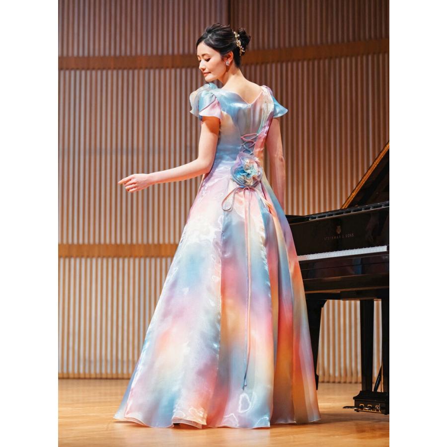 ロングドレス 演奏会 演奏会用ドレス レインボーカラー 2WAY ドレス