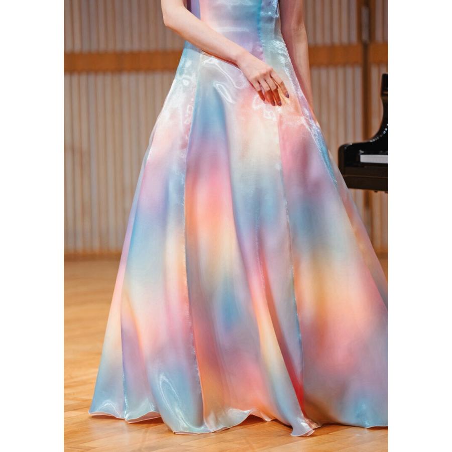 ロングドレス 演奏会 演奏会用ドレス レインボーカラー ノースリーブ
