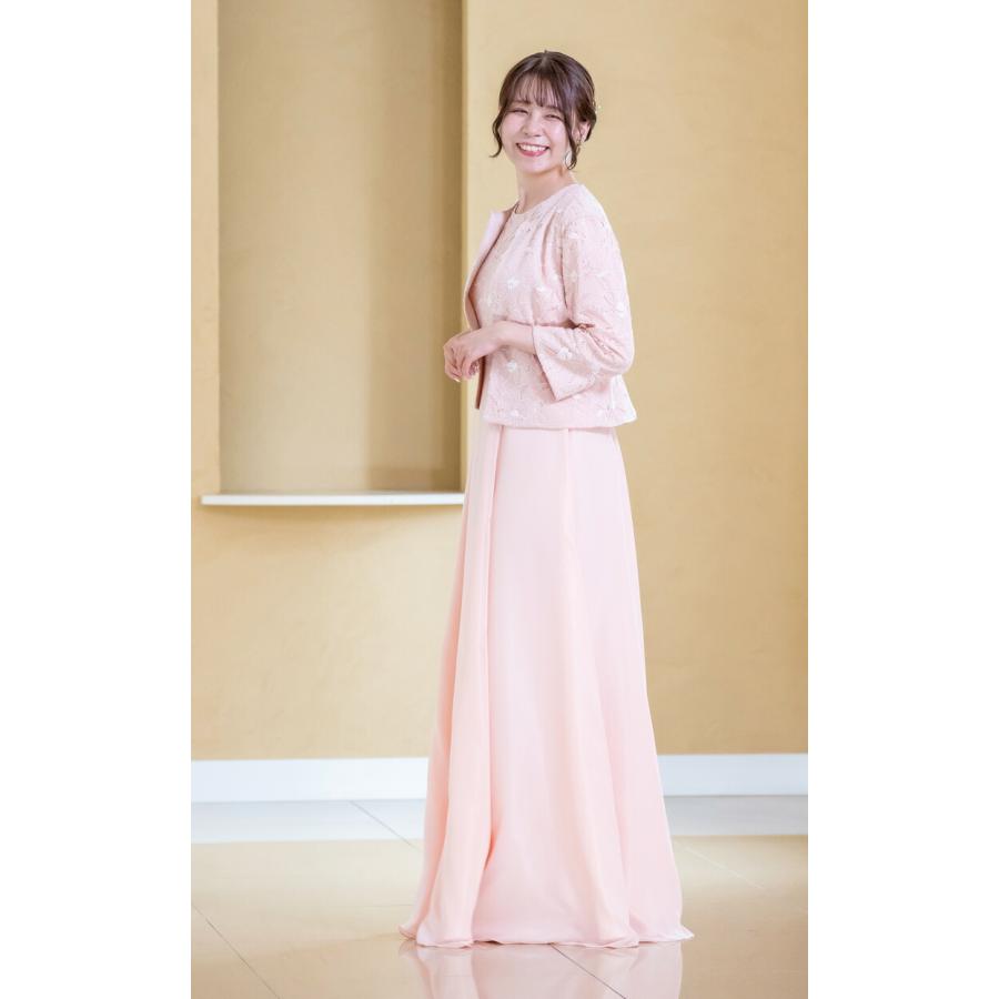 マザーズドレス ロングドレス 結婚式 親族 フォーマルドレス 50代 母親 セットアップ レース×ジョーゼット パーティー 30代 40代 60代 着痩せ op3738-807の画像