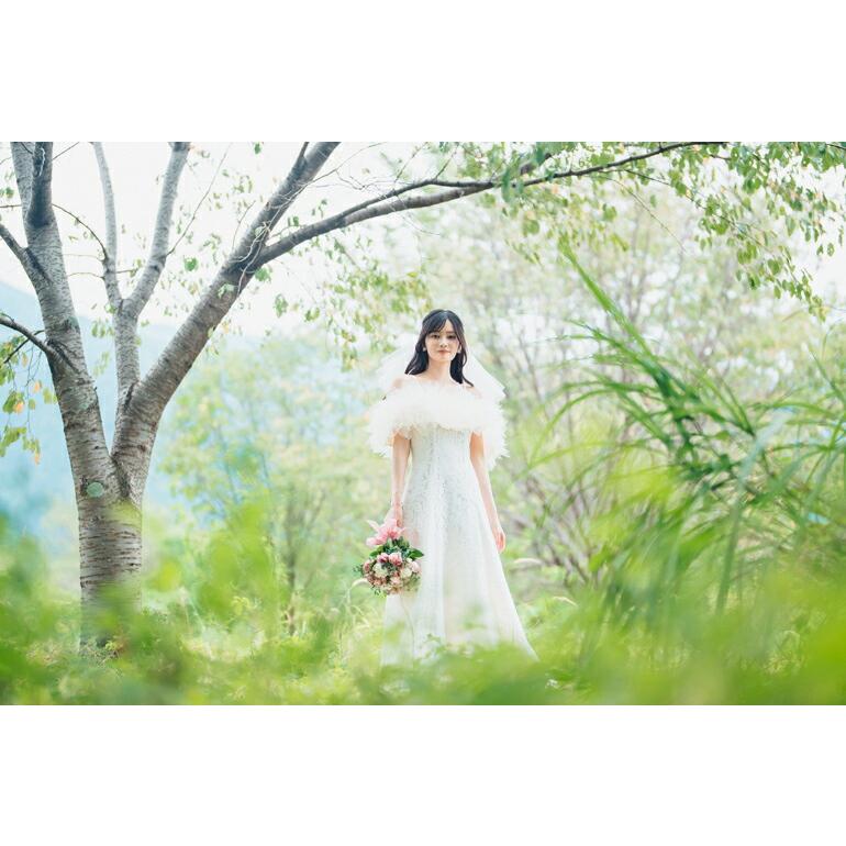 ウエディングドレス ロングドレス 白 前撮り 二次会 カラードレス レース チュール 編み上げ 花嫁 結婚式 ドレス 披露宴 挙式 大きいサイズ 日本製 (op3754)の画像