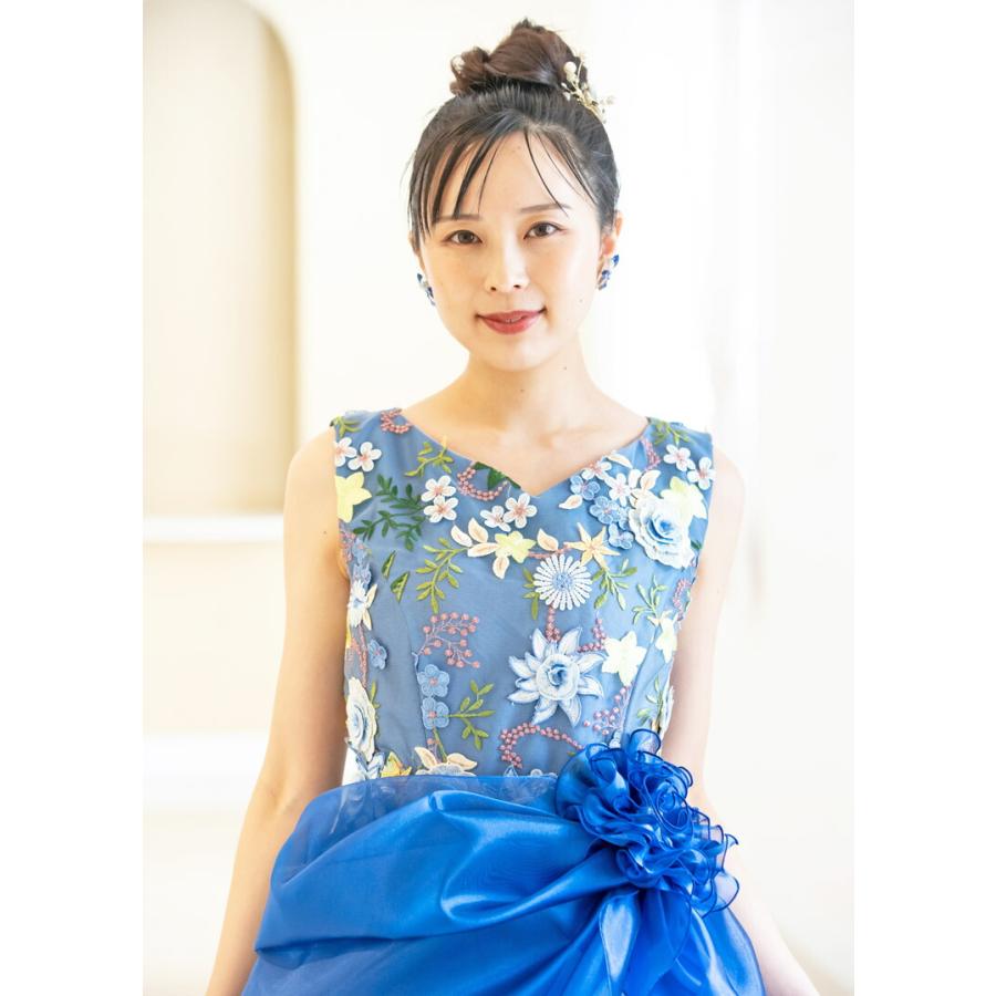 演奏会 ロングドレス 演奏会用ドレス 花刺繍 ピアノ ステージ衣装 発表