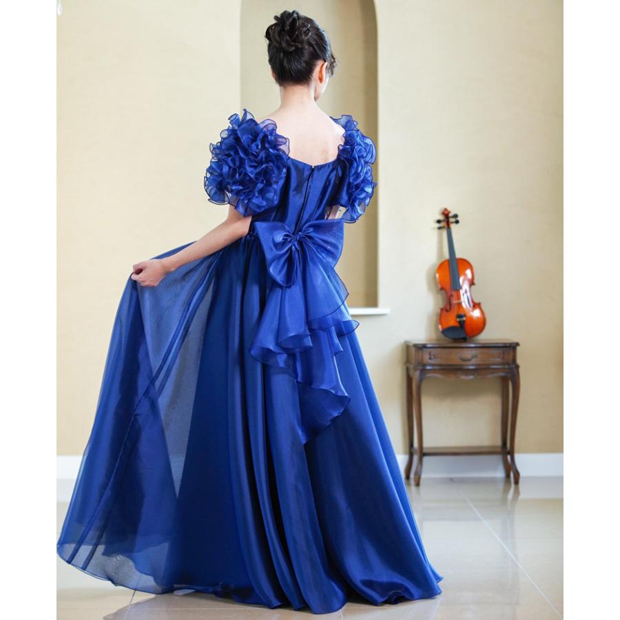 ロングドレス 演奏会 袖付き フリル ドレス 日本製 袖あり カラオケ