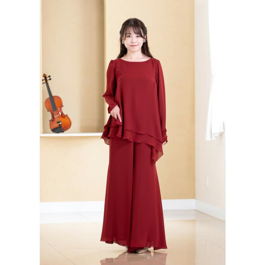 シフォンジョーゼット ワイドパンツ 黒 パンツ パンツドレス 演奏会  