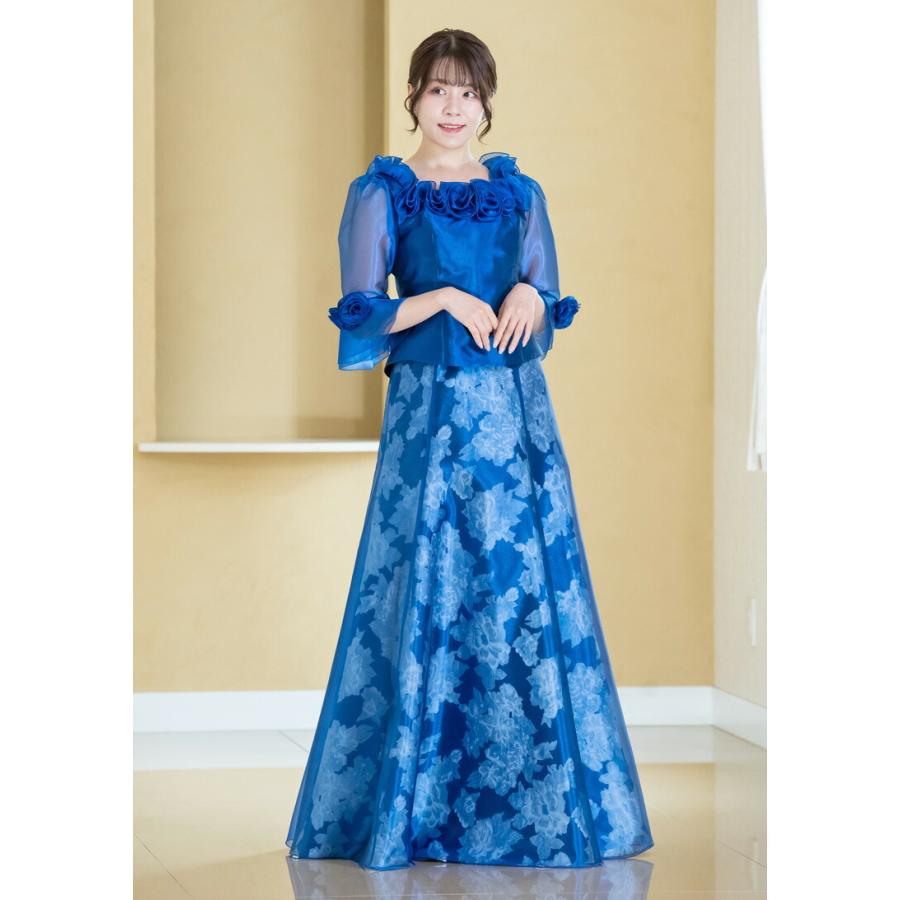 ロングスカート 演奏会 コーラス 合唱 ステージ 衣装 黒 ブルー  