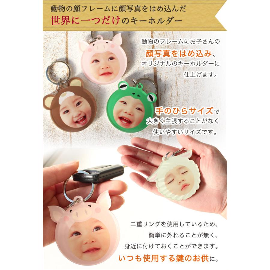 キーホルダー 写真 【動物の顔フレームキーホルダー ＆ 今治産