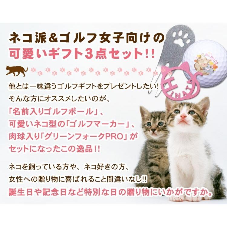 TOURSTAGE ＜猫セット＞ ゴルフボール 名入れ 3個＆ステンレス製