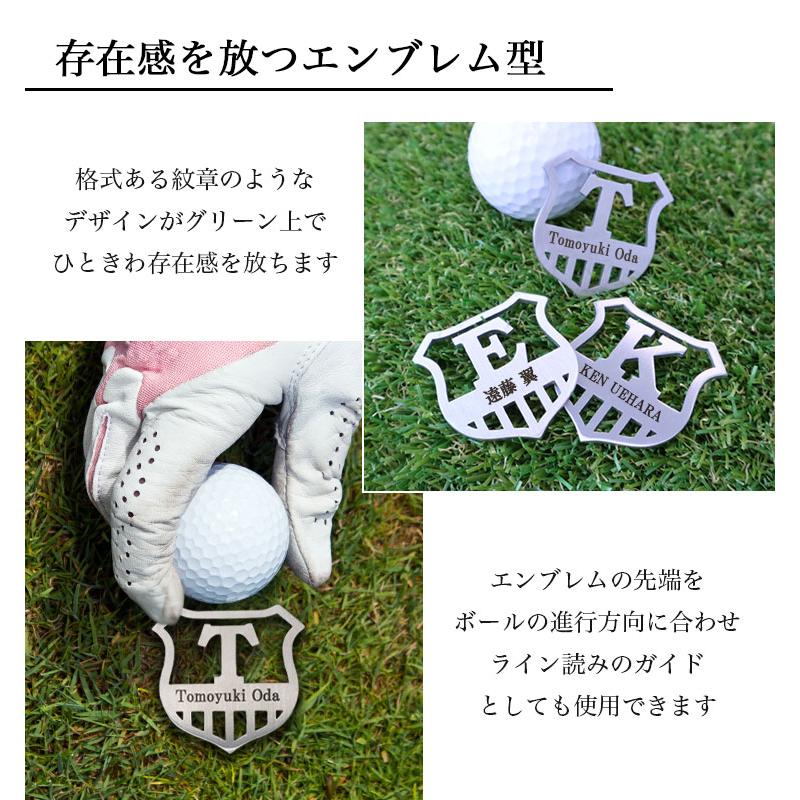 【即日発送】 ゴルフマーカー 名入れ ステンレス切り文字 【エンブレム型】 大きいサイズ マグネットに付く 高級 ホールインワン 記念品 おしゃれ GHOGolf NEW26 | GHOGolf | 04