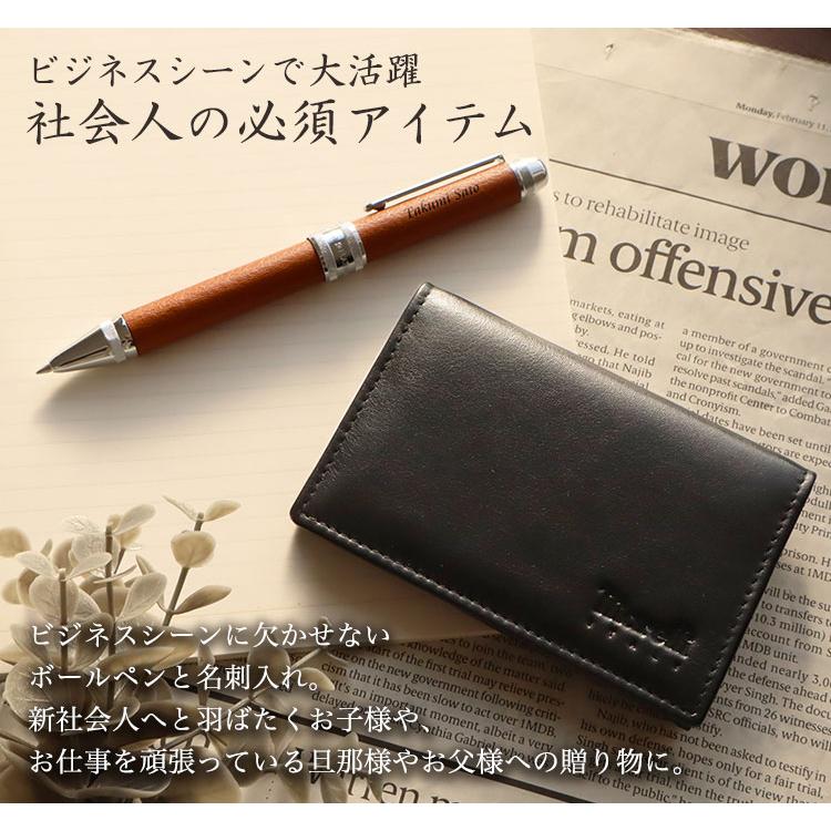 プラチナ万年筆 ボールペン 名入れ 【多機能ボールペン 1本 ＆ 本革