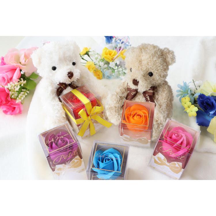 【即日発送】テディベア 入浴剤 HugHugテディ＆フラワーセットS バスフレグランス「Petit（プチ）」 退職祝い 入学 卒業 花 ソープフラワー ぬいぐるみ ギフト |  | 19