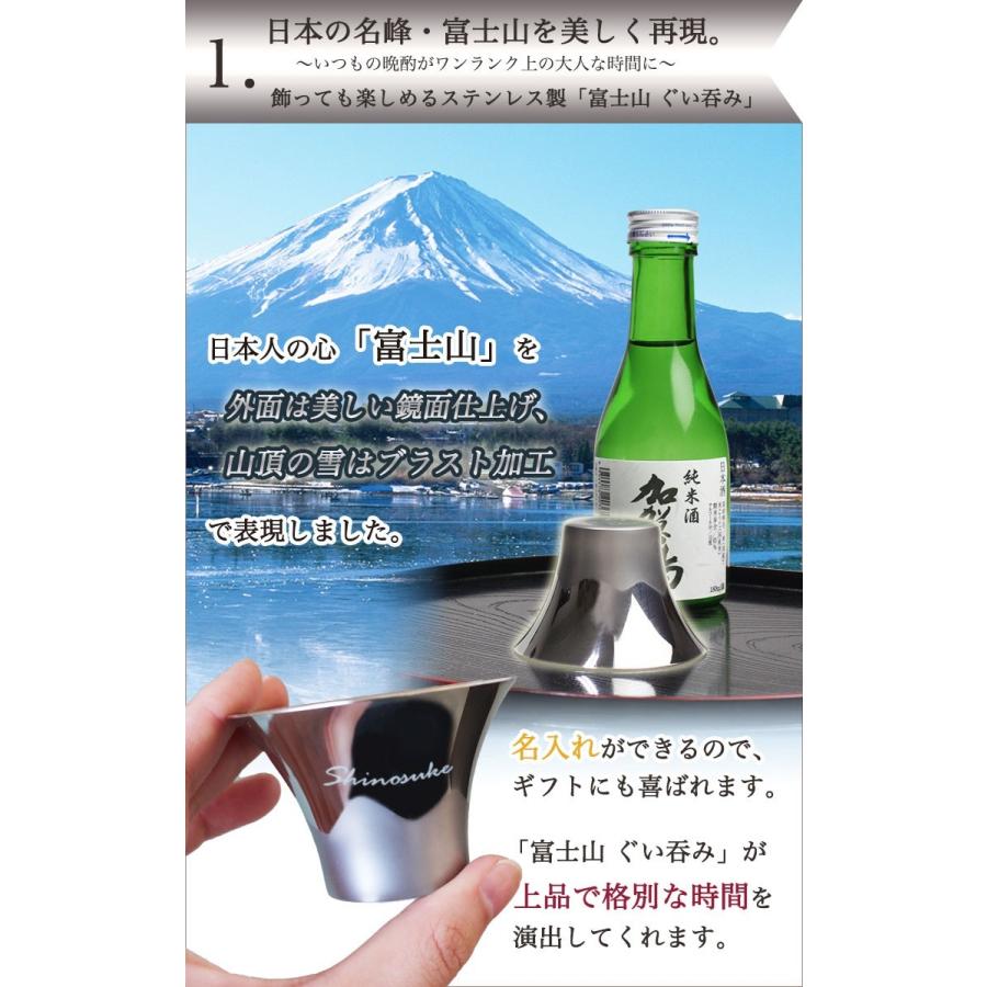 父の日 2026 名入れ 富士山 ぐいのみ 75ml ぐい呑み ステンレス 燕三条