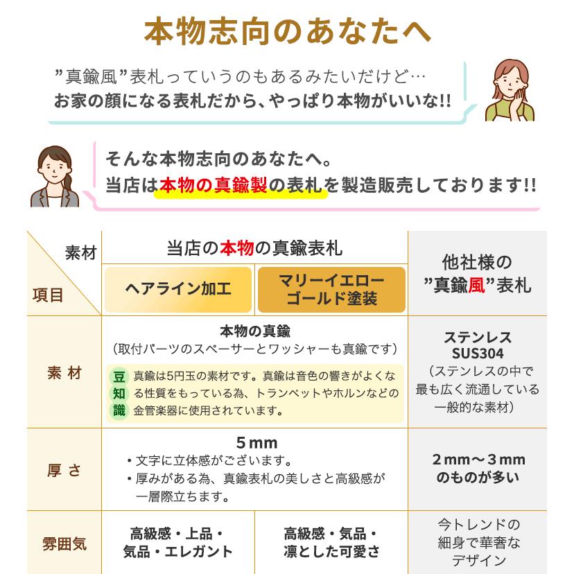 真鍮表札 GHO-YD-01「アンダーライン無し」戸建 黄銅 家 おしゃれ ローマ字 アイアン 切り文字 【アイリッシュセター】