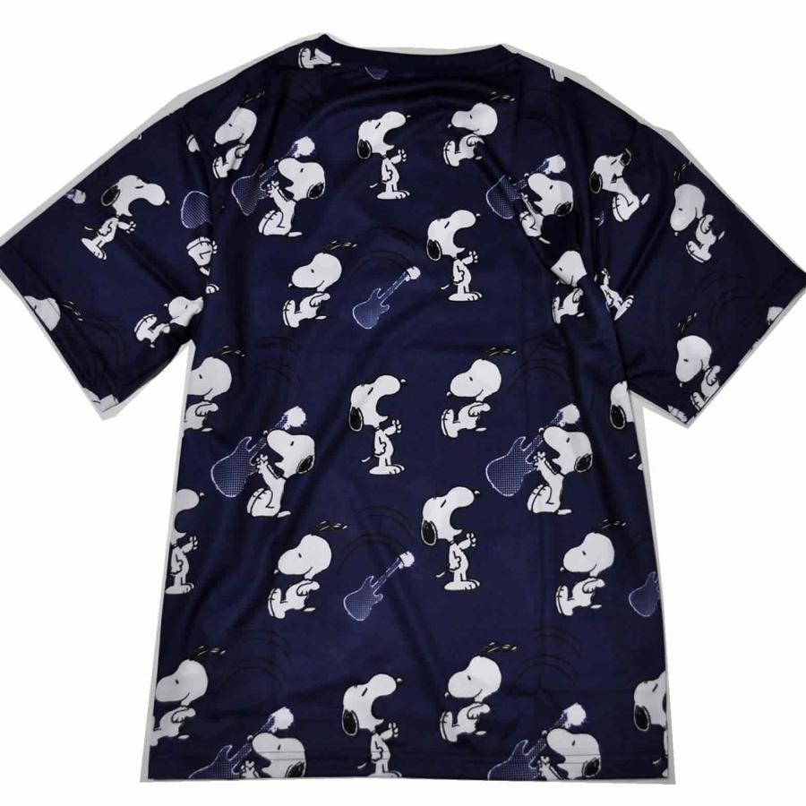 PEANUTS スヌーピー Tシャツ 半袖 DRY吸汗速乾 丸首 総柄プリント 軽量