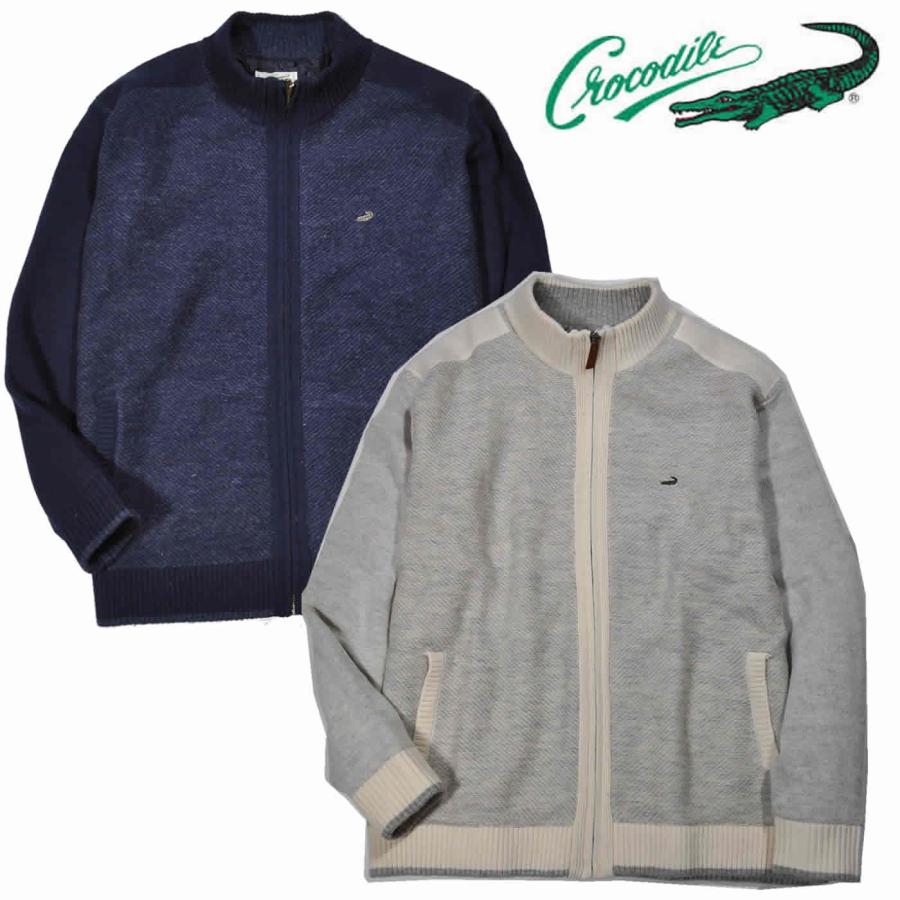 Crocodile（クロコダイル） ニットブルゾン 長袖タフタ裏 フルジップ 