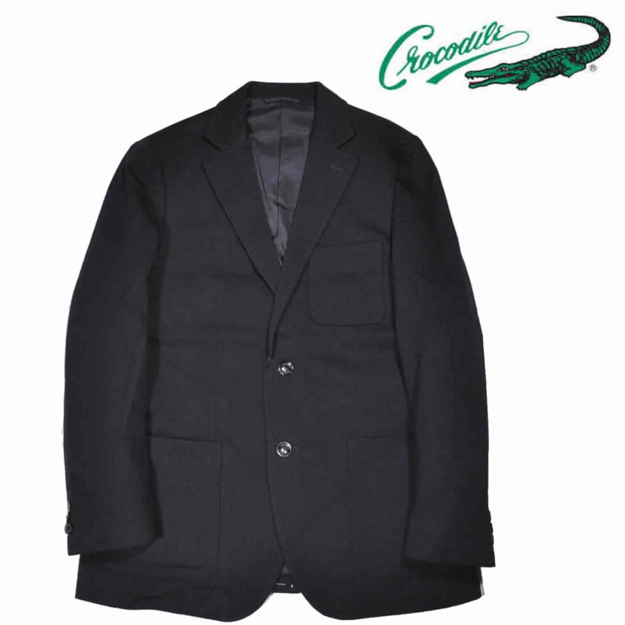 crocodile/クロコダイル 黒ジャケット Crocodile（クロコダイル） テーラードジャケット 綿混ニットメルトン