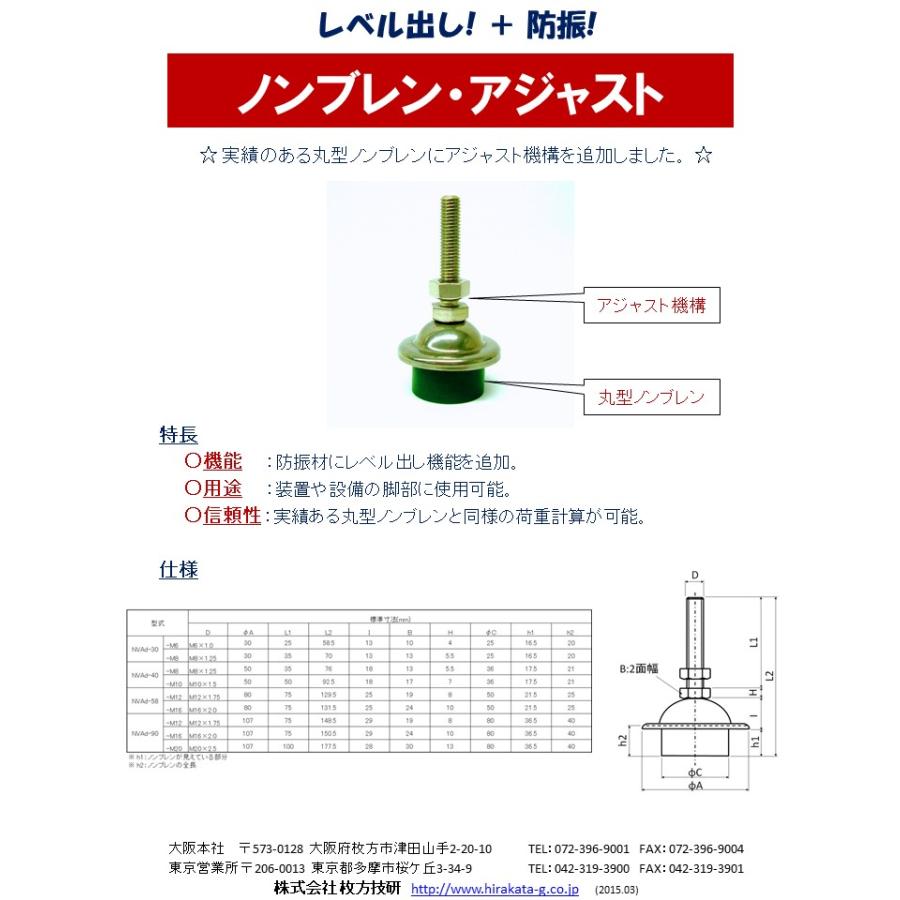防振ゴム φ50-h25mm 硬度70 M12 送料無料 アジャスト レベル出し 防振マット 防音シート 遮音シート 振動 吸収 防振 防音 遮音 衝撃 騒音 雑音 マット シートの画像