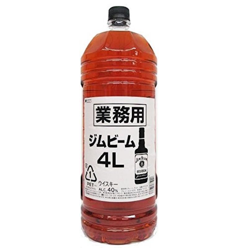 ギフト プレゼント お歳暮 クリスマス バーボンウィスキー 1ケース単位4本入 ジムビーム4Ｌペット4本入1ケース サントリー 一部地域送料無料｜nondonkai