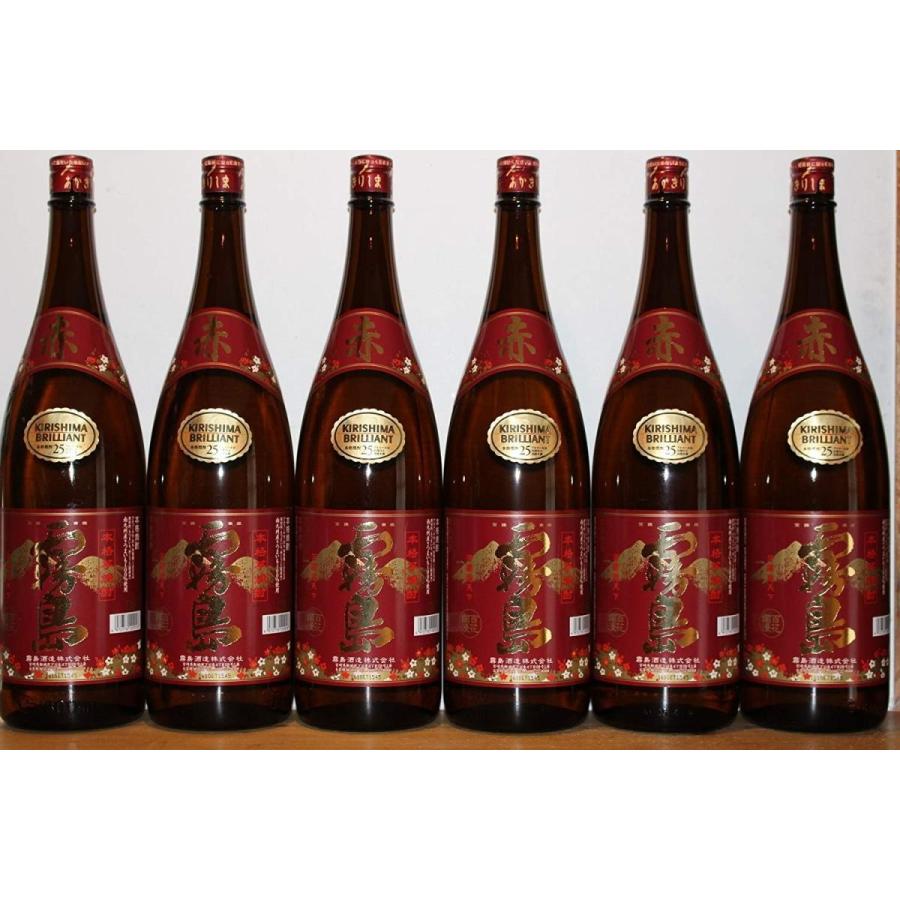 ギフト プレゼント お歳暮 クリスマス 芋焼酎 赤霧島 25度 1.8L瓶 6本芋焼酎 宮崎県 霧島酒造※プラスチック箱での発送となります