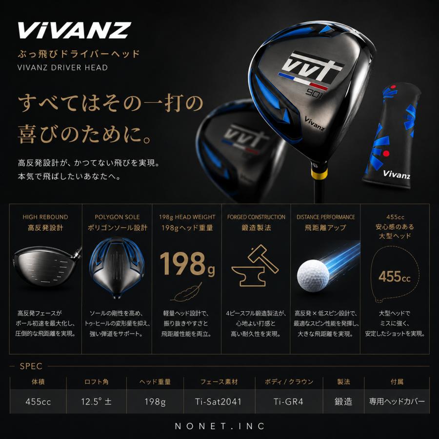 VIVANZ 高反発 ドライバーヘッド 13度 ヘッドのみ ヘッドカバー付 233