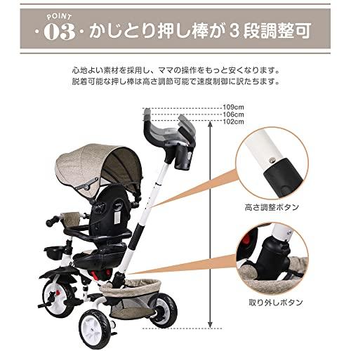 お買い得！ BTM 子供用三輪車 折りたたみ 三輪車 カバー ベビーカー 手押し棒付き 4in1 安全ベルト付き バイク 三輪車のりも 【2178501824】(12364円)