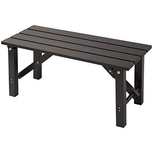 山善 折れ脚縁台 (幅90×奥行36×高さ40cm) ダークブラウン OLE-90