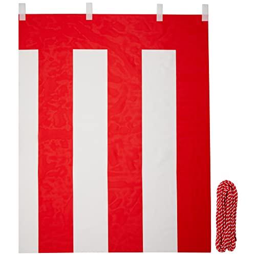 紅白幕　高さ120cm×長さ900cm　(5間)　紅白ひも付　KH004-05IN　テトロンポンジ