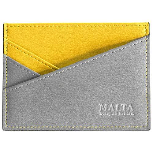 Malta フラグメントケース 薄い財布 薄い財布 レディース レディース 牛革 カードケース Malta スリム 小さい財布 ミニ財布 ミニマリスト 薄型 A B08yrtkkky 2522 Nonnon Store スマートウォレット イエロー