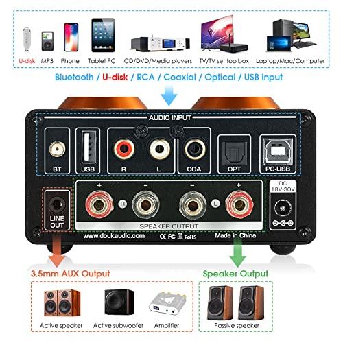 Douk Audio ST-01 PRO Bluetooth 5.0 パワーアンプ 6K4 真空管 アンプ 100W*2 USB DAC COAX/OPT VUメーター ST PRO