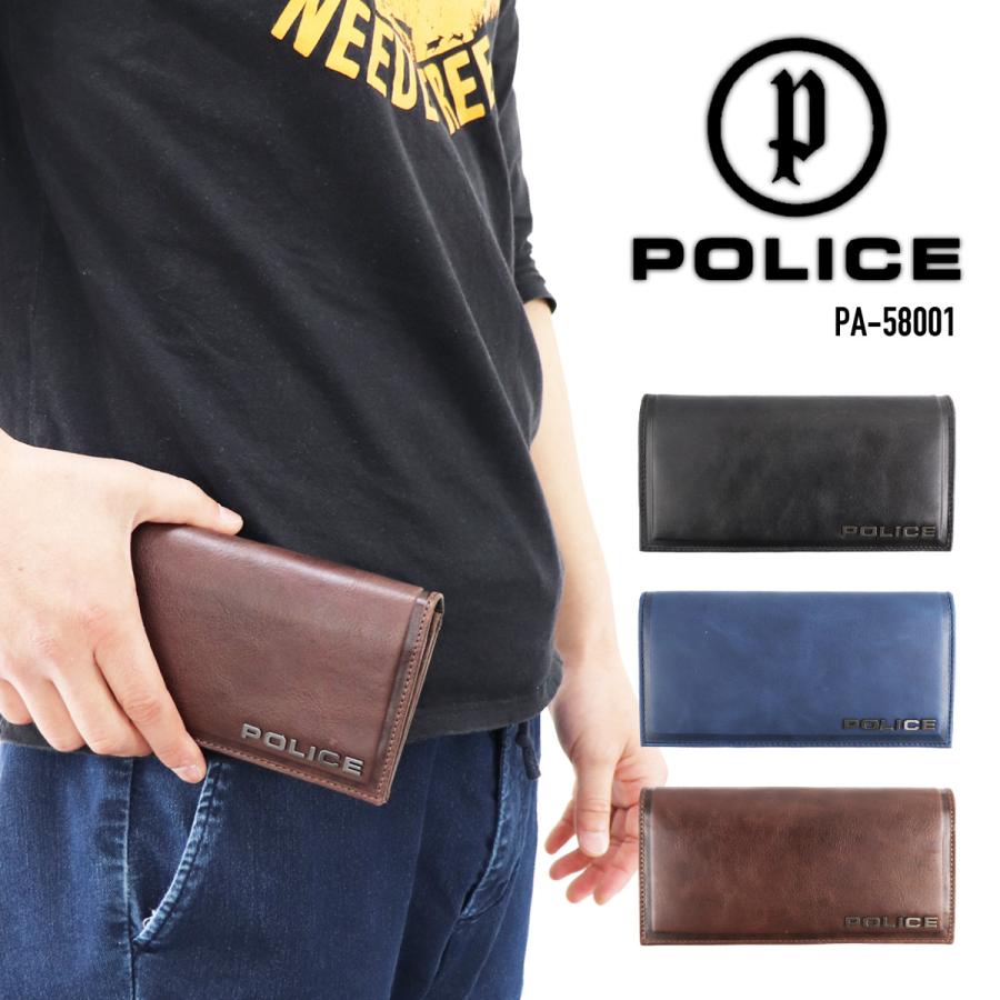 POLICE（ポリス） 牛革ロングウォレット かぶせ長財布 かっこいい