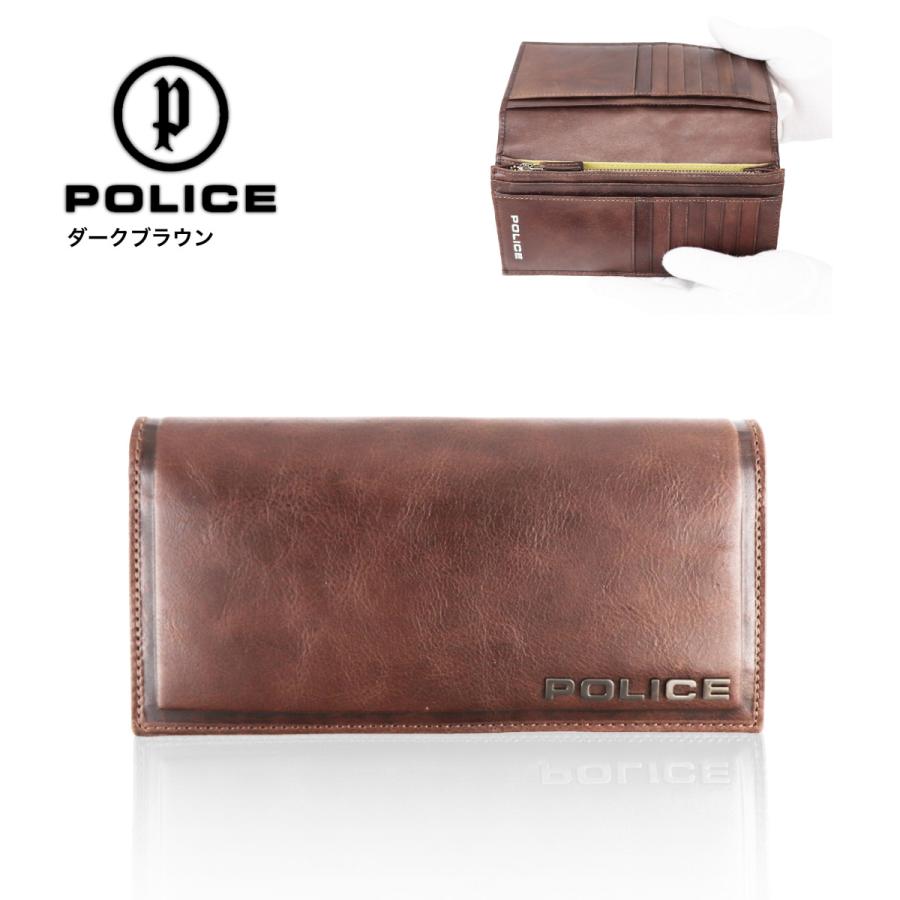 POLICE（ポリス） 牛革ロングウォレット かぶせ長財布 かっこいい
