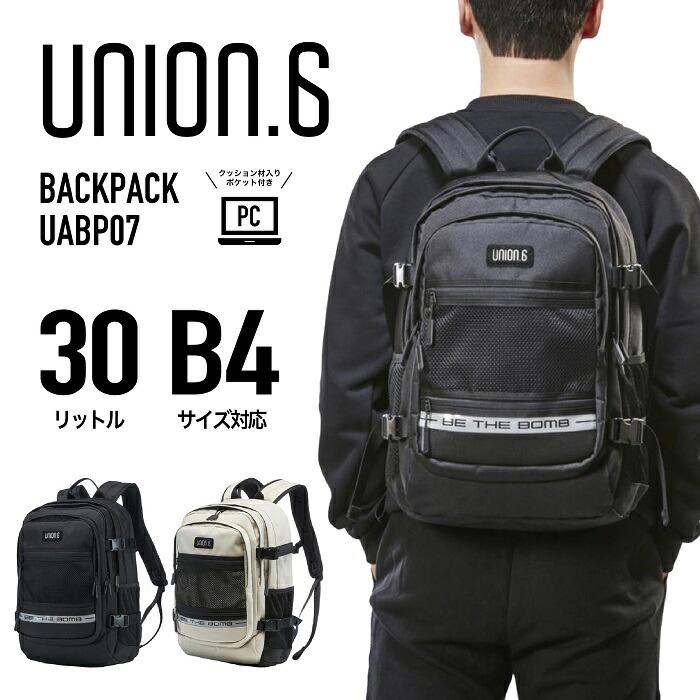 UNION6 ブラック バックパック UNION6 ユニオンシックス リュックサック 30L B4サイズ デイパック