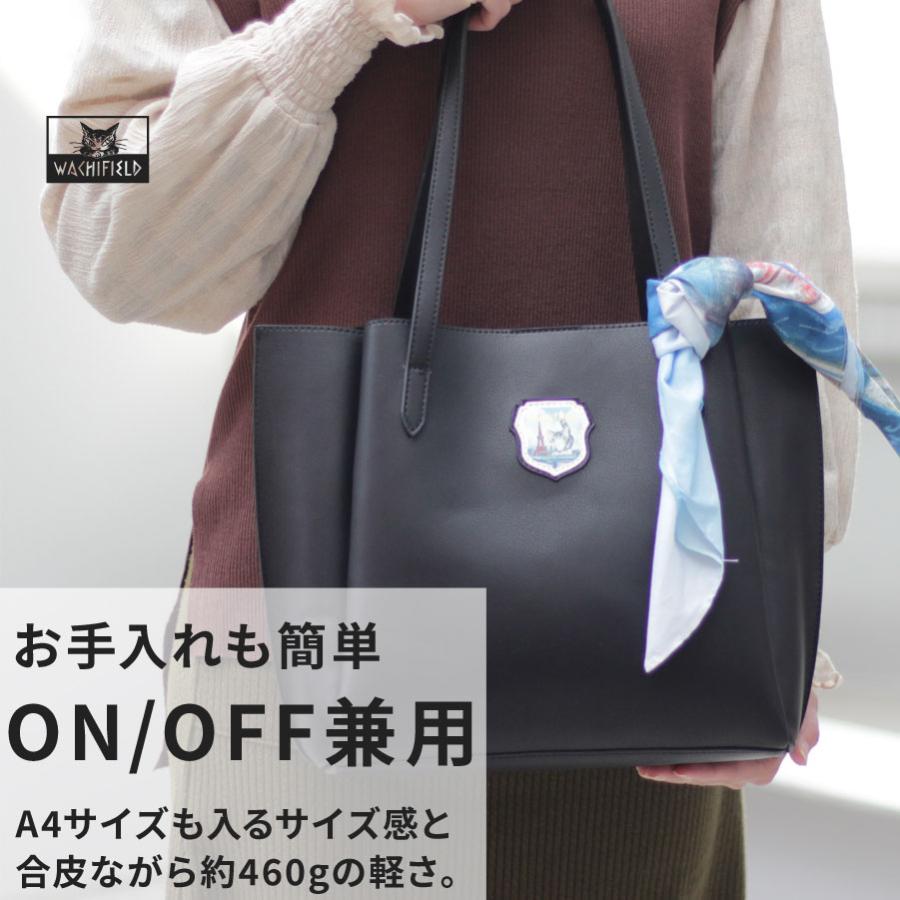 限定値下げ☆わちふぃーるど☆皮製手提げバック WACHIFIELD わちふぃーるど フェイクレザー トートバッグ 猫の