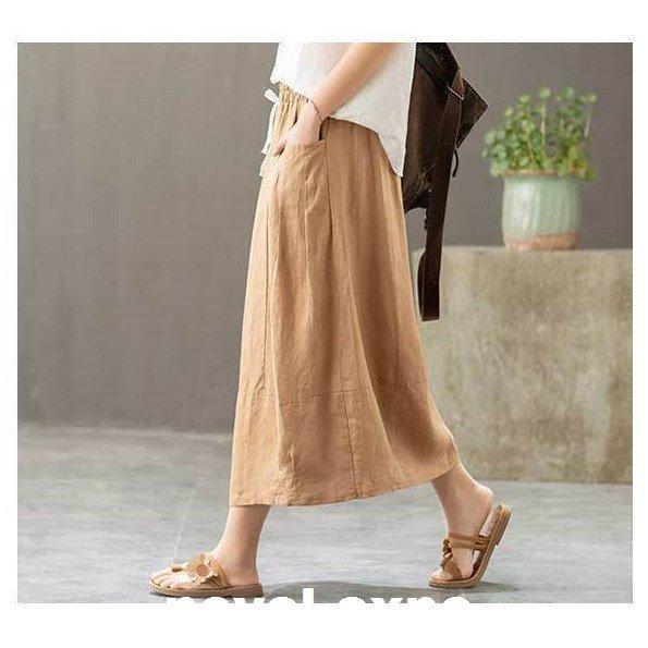 SALE／80%OFF】-ロングスカート •リネン レディース 綿麻 亜麻