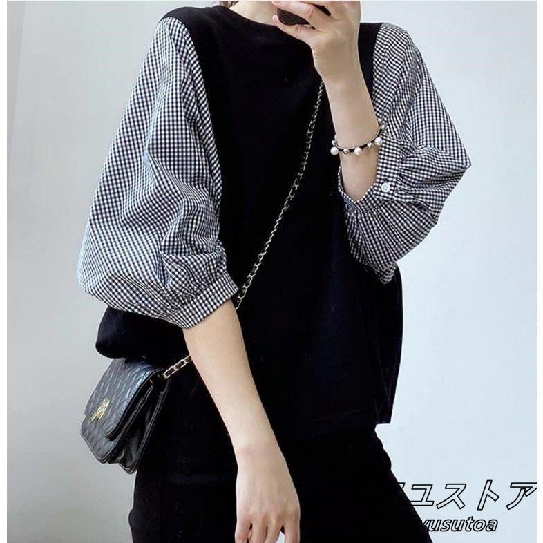 トップス 桜瑪瑙 春 レイヤード トップス ベスト ブラウス レディース シャツ 切り替え インナー 重ね着 ギンガムチェック フリル バルーン袖 ぽわん袖 オフィス きれいめ Ptypjv684g Boulevardrestaurants Com