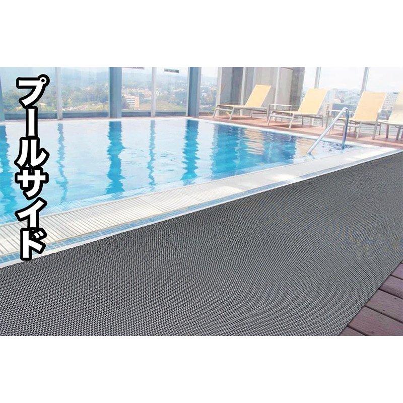 スタッドレスマット プールと大浴場の滑り止めマット 90cm×6m グレー