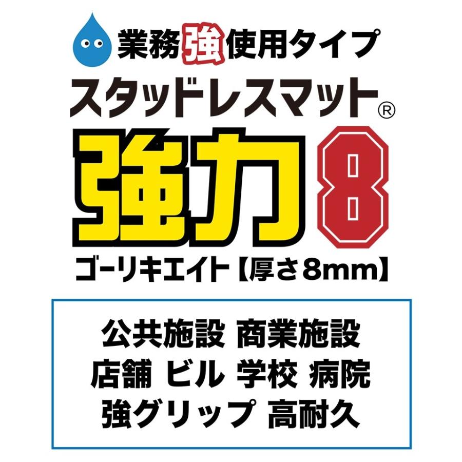 雨の日安心 滑り止めドアマット 90cm×60cm　業務用8mm厚 強力ゴーリキエイト 滑り止めマット  グレー｜nonslip｜02